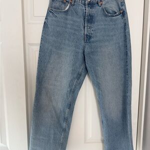 Zara Light Blue Straight Ankle Jeans